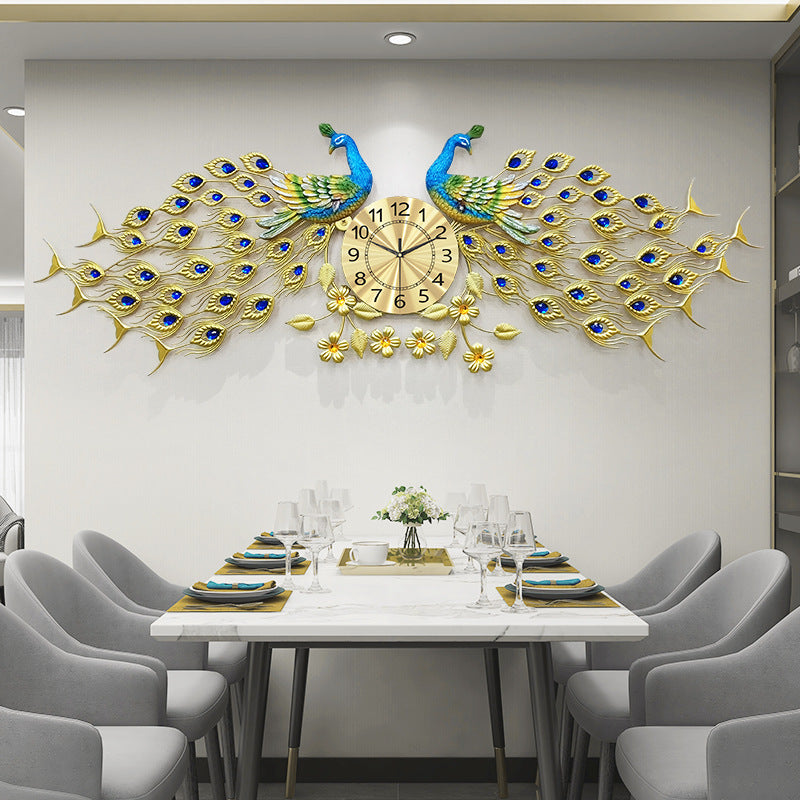 European-style Peacock Wall Clock Living Room Clock