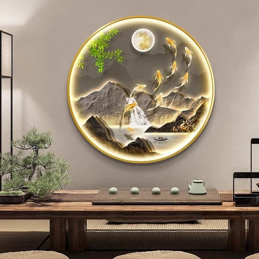 Nine Fish Pattern Entrance Decoration Aisle Wall Hanging Painting