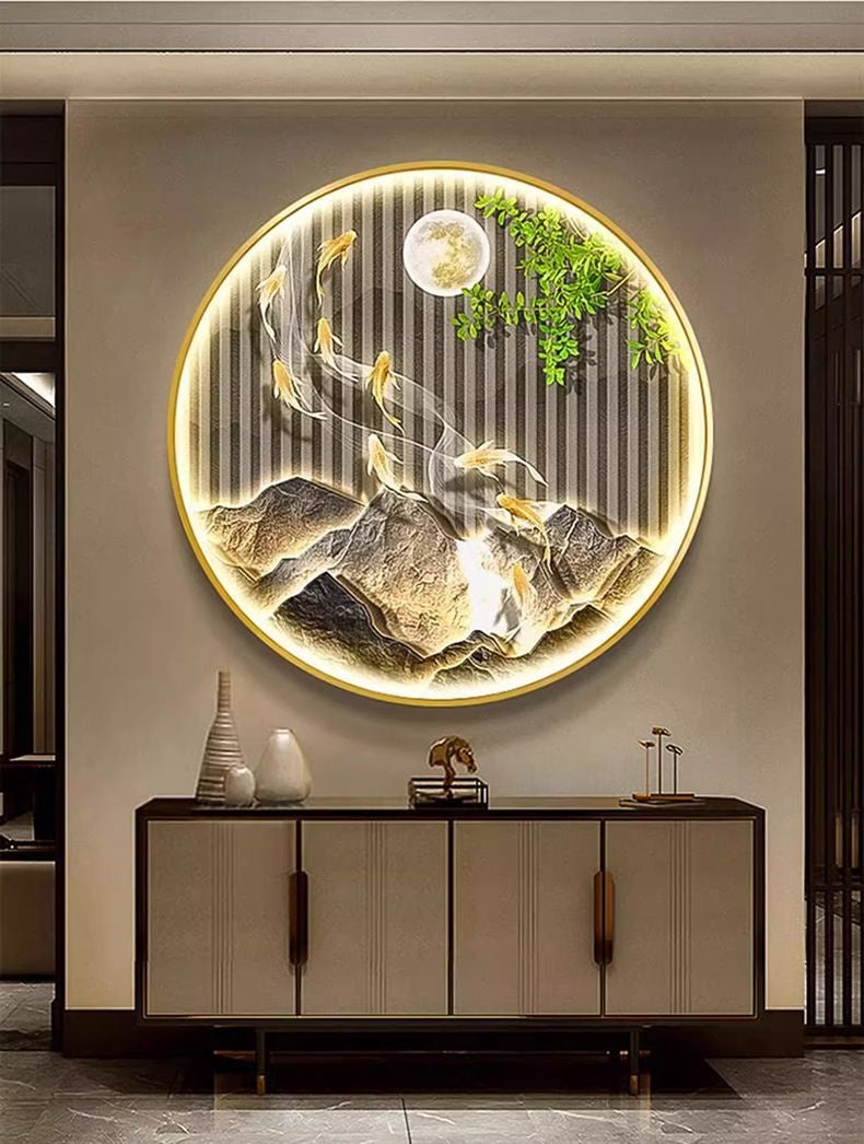 Nine Fish Pattern Entrance Decoration Aisle Wall Hanging Painting