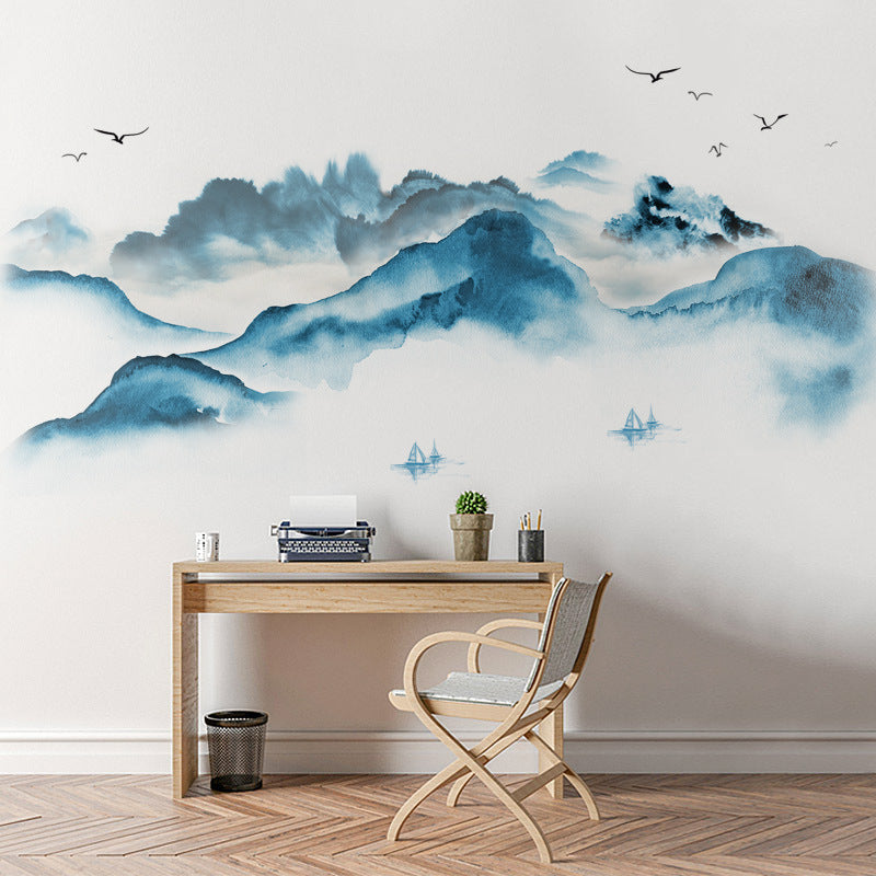 Chinese Style Ink Painting Wallpaper Self Adhesive Living Room
