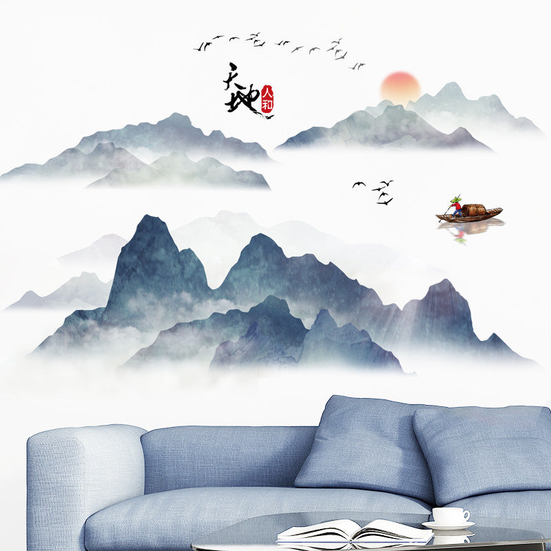 Chinese Style Ink Painting Wallpaper Self Adhesive Living Room