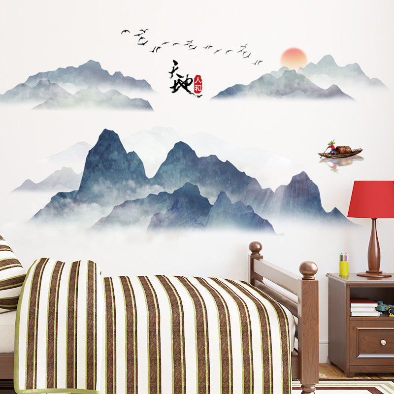 Chinese Style Ink Painting Wallpaper Self Adhesive Living Room