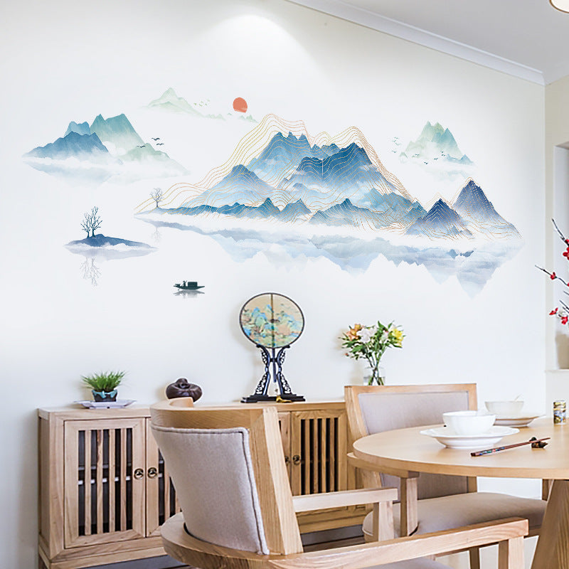 Chinese Style Ink Painting Wallpaper Self Adhesive Living Room