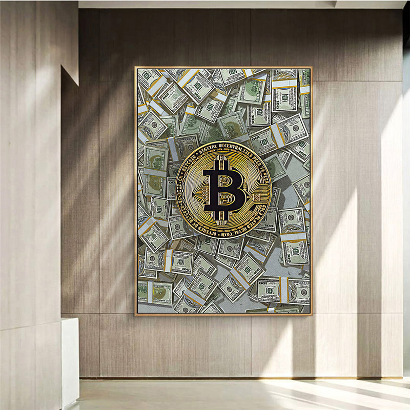 Abstract Banknote Canvas Painting Home Decorate