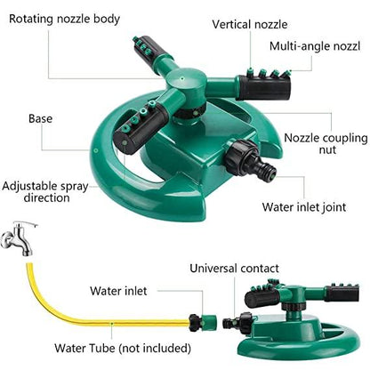 Automatic 360° Garden Water Sprinkler – Adjustable Lawn Irrigation Sprayer for Garden & Plants
