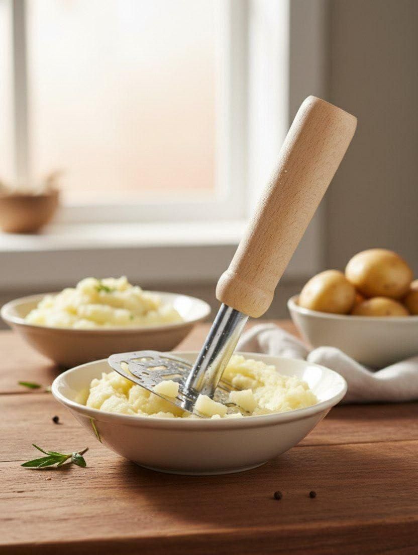 Wooden Handle Square Potato Masher