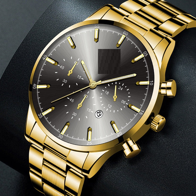 Men's Stainless Steel Fashion Calendar Quartz Watch