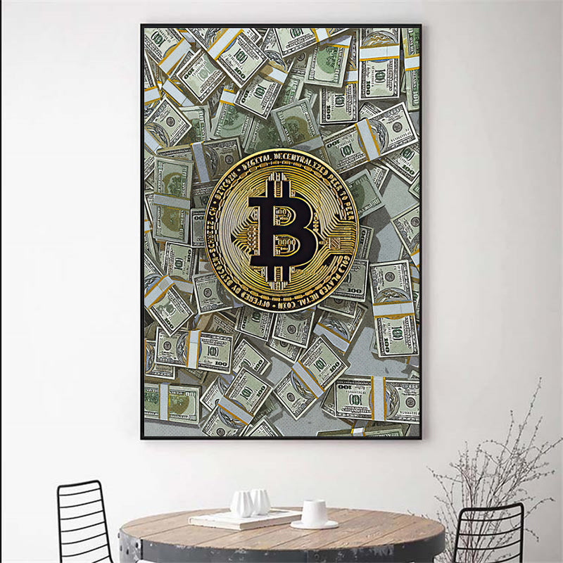 Abstract Banknote Canvas Painting Home Decorate